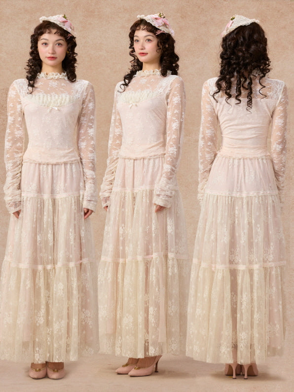 Victorian Lace Ruffle Top & Skirt