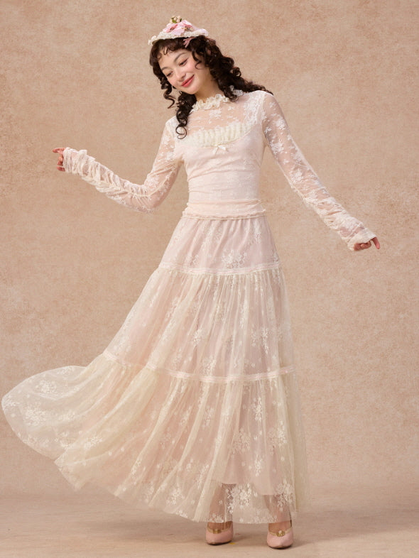 Victorian Lace Ruffle Top & Skirt
