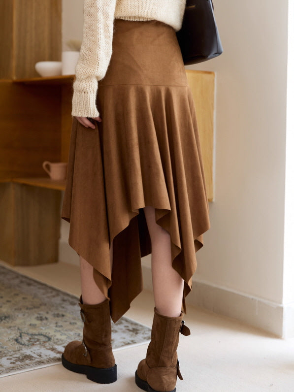 Classic Brown Asymmetrical Skirt