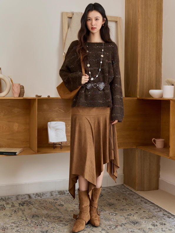 Classic Brown Asymmetrical Skirt