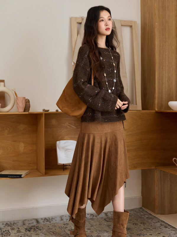 Classic Brown Asymmetrical Skirt