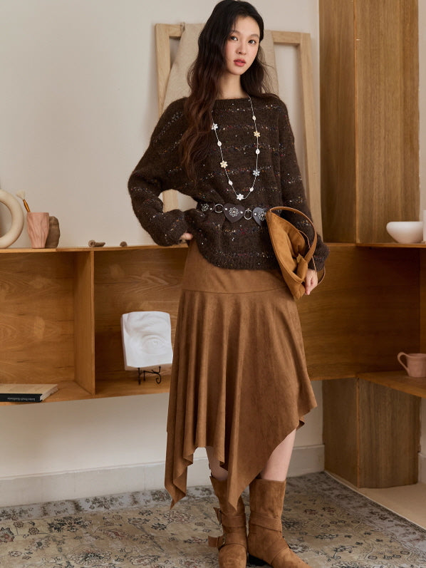 Classic Brown Asymmetrical Skirt