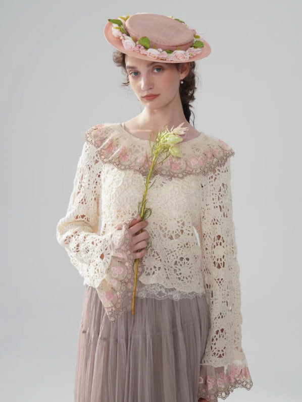 Ribbon Bloom Tulle Long Skirt