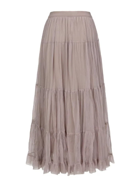 Ribbon Bloom Tulle Long Skirt