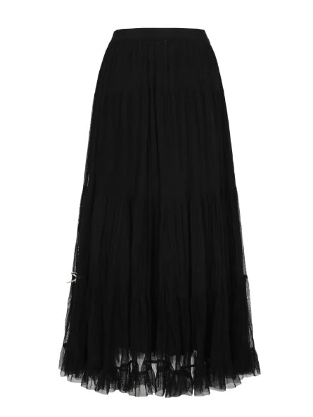 Ribbon Bloom Tulle Long Skirt