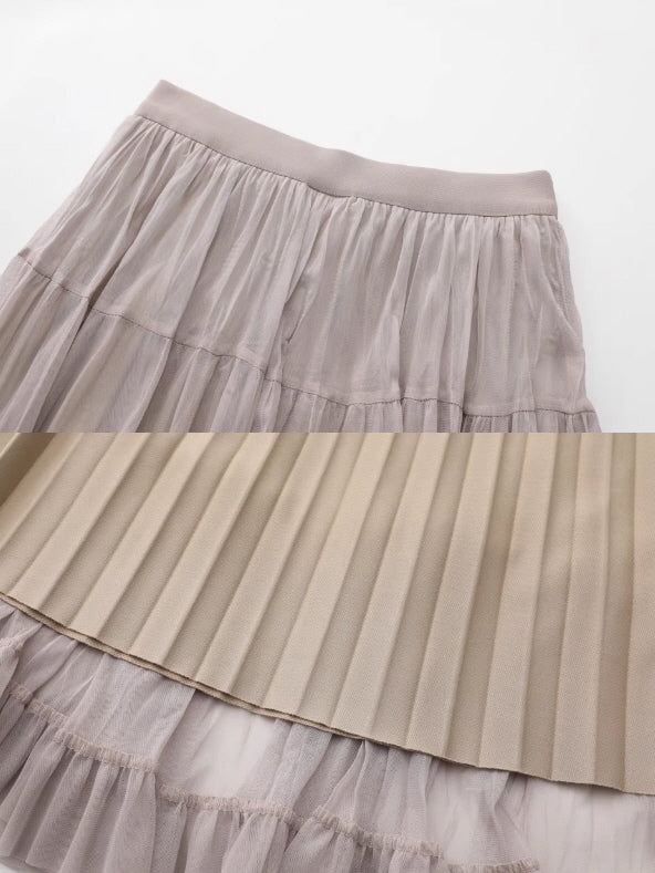 Ribbon Bloom Tulle Long Skirt