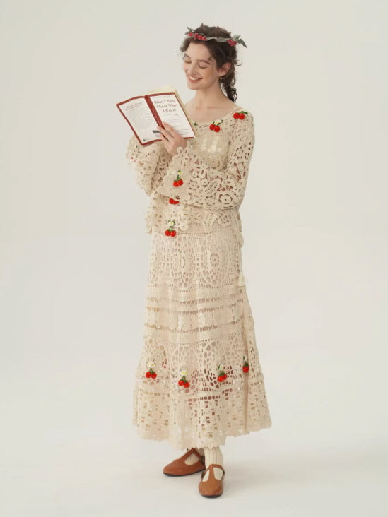 Cherry Garden Crochet Lace Skirt