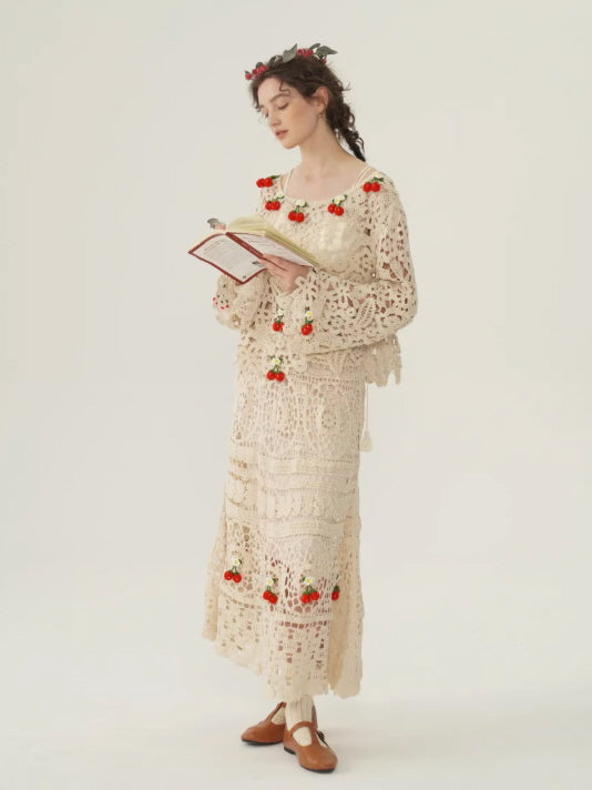 Cherry Garden Crochet Lace Skirt