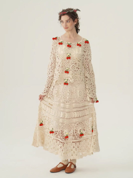 Cherry Garden Crochet Lace Skirt