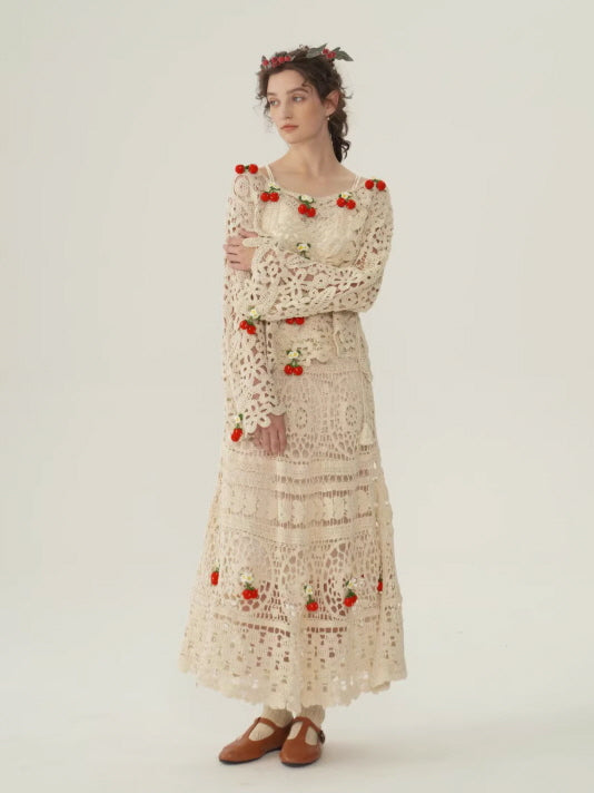 Cherry Garden Crochet Lace Skirt