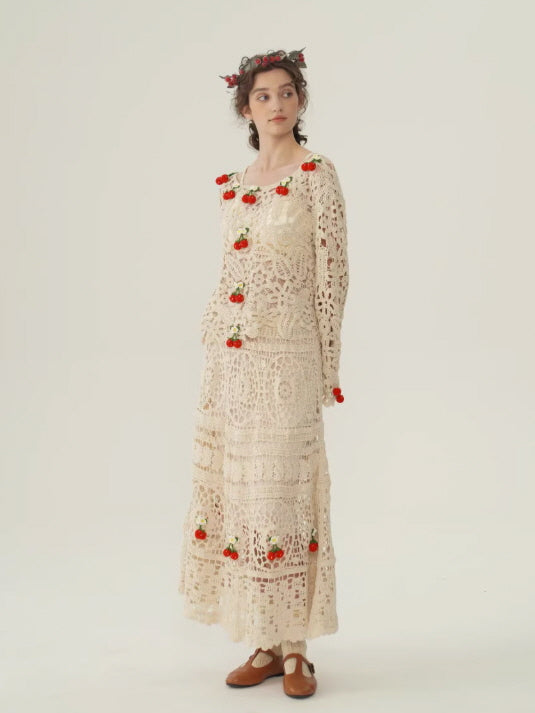 Cherry Garden Crochet Lace Skirt