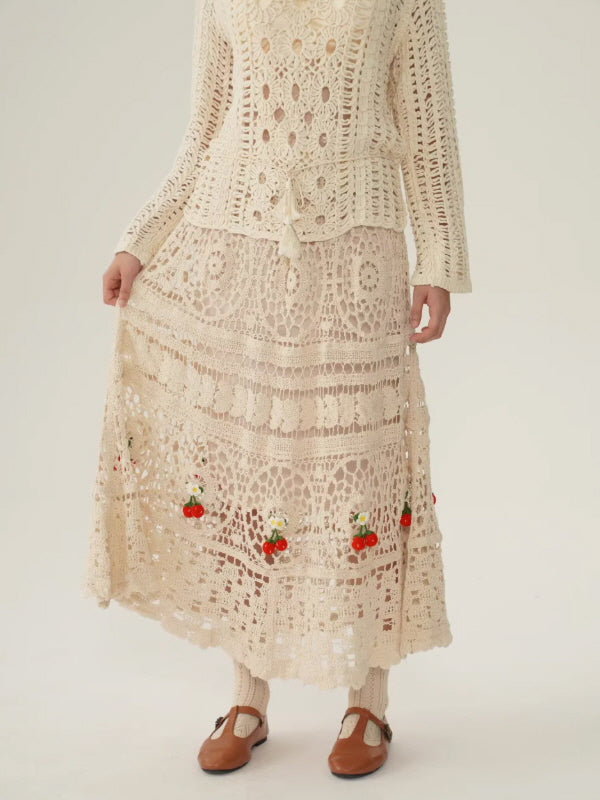 Cherry Garden Crochet Lace Skirt