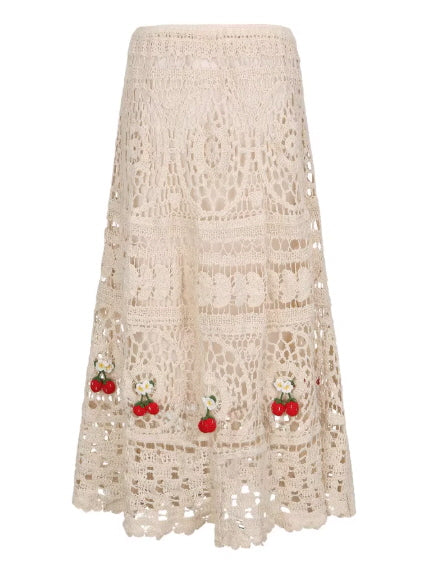 Cherry Garden Crochet Lace Skirt