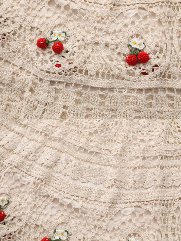 Cherry Garden Crochet Lace Skirt