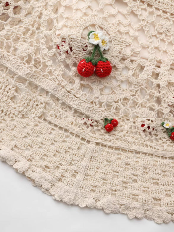 Cherry Garden Crochet Lace Skirt