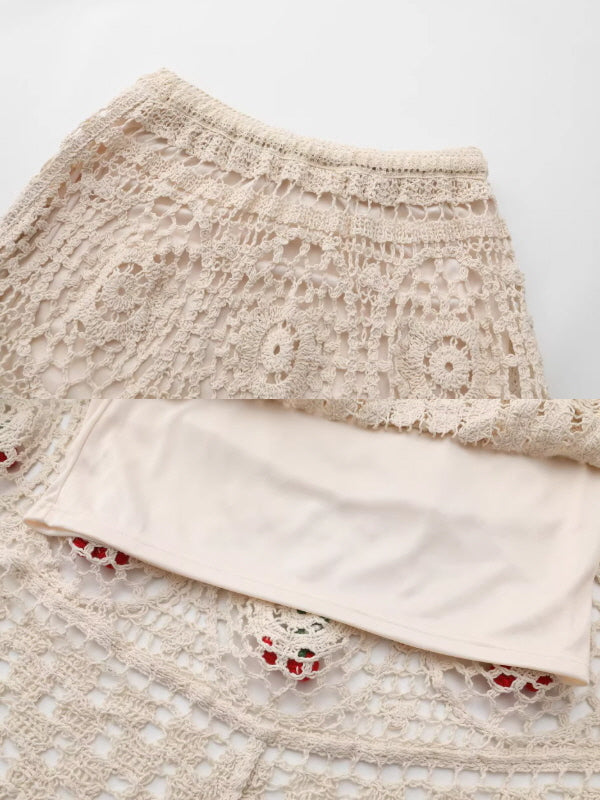 Cherry Garden Crochet Lace Skirt