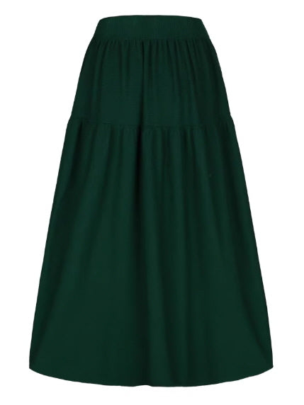 Evergreen Forest Embroidered Wool Skirt