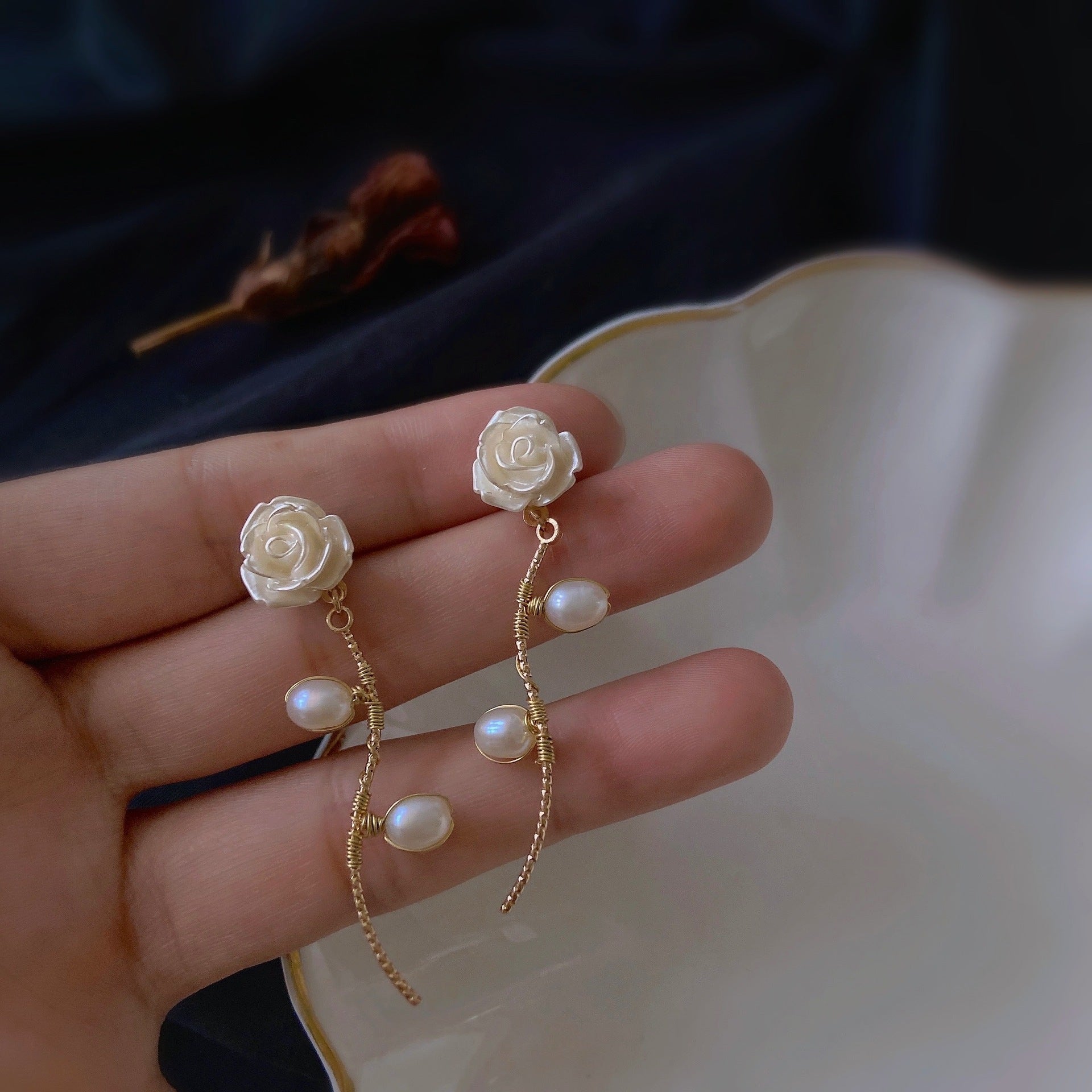 Vintage Style Rose Ear Pins