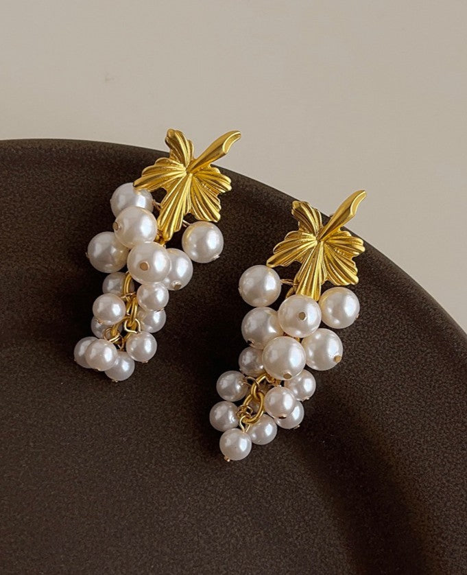 Cottagecore Grape Pearl Ear Pins