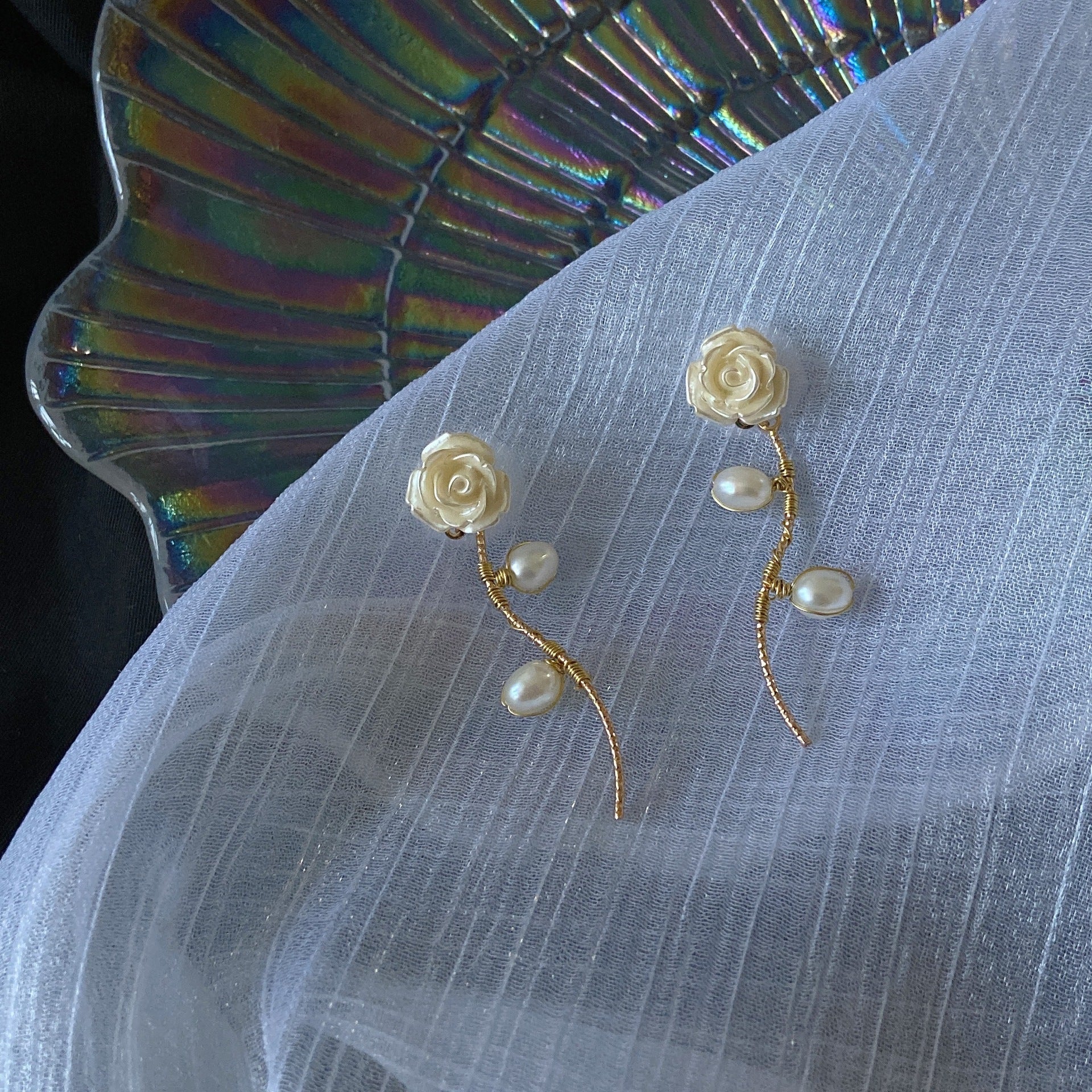 Vintage Style Rose Ear Pins