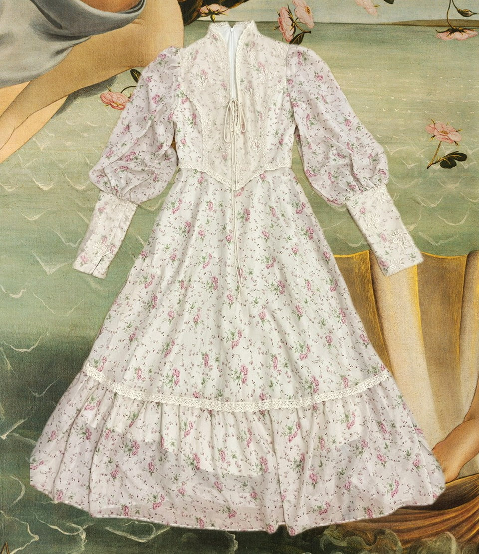 Replica 70s Floral Puff Sleeves Prairie Dress