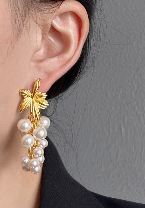 Cottagecore Grape Pearl Ear Pins