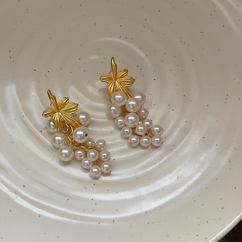 Cottagecore Grape Pearl Ear Pins