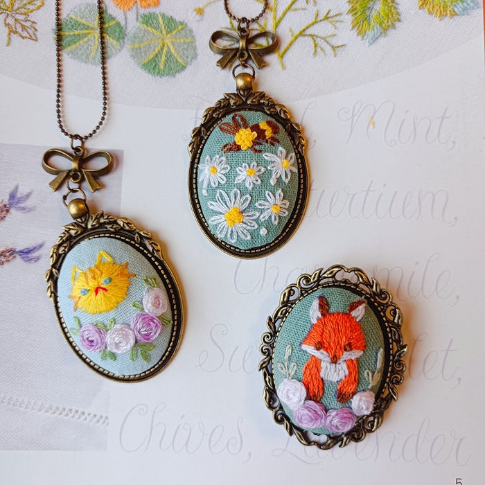 Handmade Cottagecore Embroidery Retro Necklace