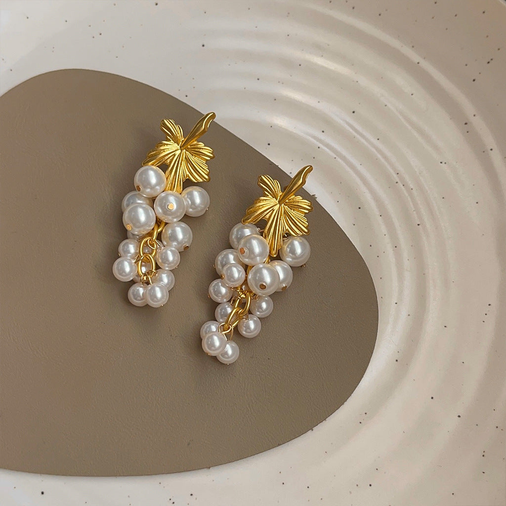 Cottagecore Grape Pearl Ear Pins