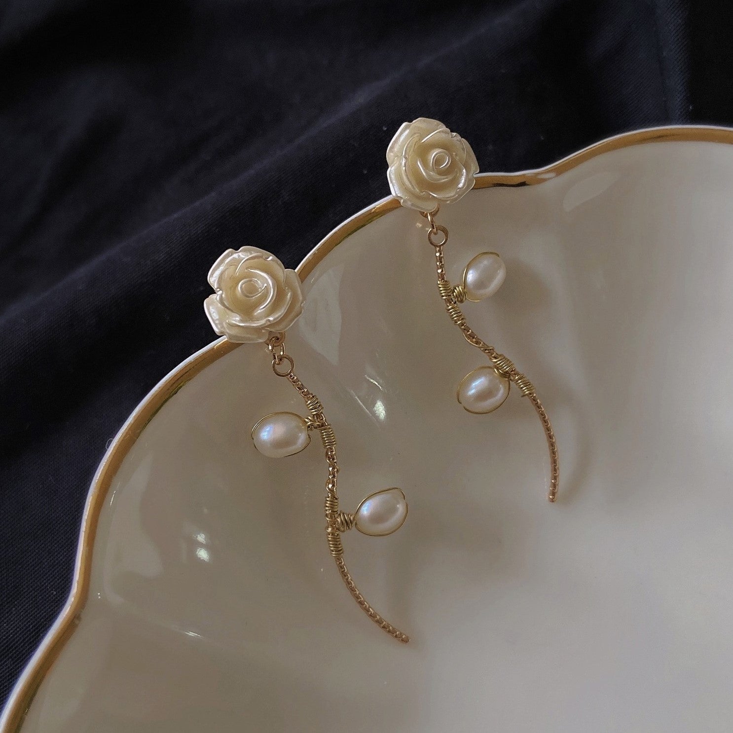 Vintage Style Rose Ear Pins