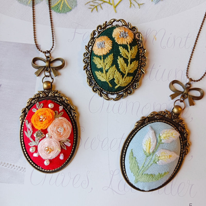 Handmade Cottagecore Embroidery Retro Necklace