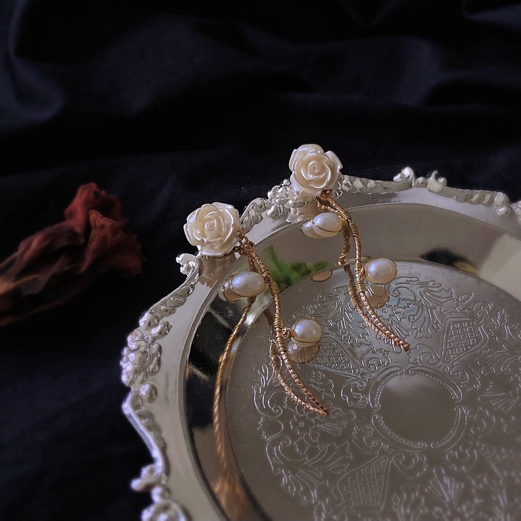 Vintage Style Rose Ear Pins